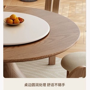 <b>Solid</b> <b>Wood</b> <b>Round</b> <b>Dining</b> <b>Table</b> With Rotatable Top For Home <b>Dining</b> Room - Product Image 4