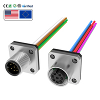 Connecteur aviation à bride M12 Westsaim, mâle/femelle, étanche IP68/IP67, 8 broches, 2A, plaqué or, 30V, 24AWG, pour capteur Litz