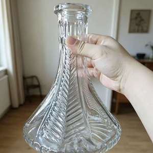 Vase à chicha en verre transparent, base de narguilé, carafe gaufrée de type droit, accessoire pour fumeurs - Product Image 2