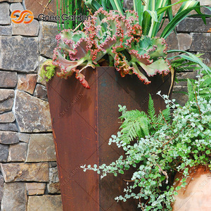 Bac à plantes extérieur en acier Corten léger, résistant à la corrosion, moderne et minimaliste, certifié ISO9001, pots de fleurs de jardin personnalisés - Product Image 3