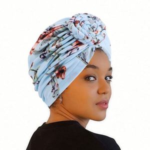 Vente en gros, expédition immédiate : Turban pour femme, motif imprimé, style africain, bonnet pré-noué à nœud torsadé, pour l'extérieur - Product Image 1