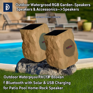 Altavoces de Exterior S Core, Resistentes al Agua, Bluetooth, RGB, Carga Solar USB, Altavoces para Jardín, Patio, Piscina, 2 Piezas - Product Image 2