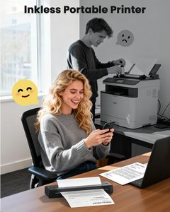 طابعة حرارية محمولة بدون حبر - لاسلكية/<span class=keywords><strong>USB</strong></span> صغيرة الحجم بدقة 203 نقطة في البوصة تدعم الهاتف/الكمبيوتر المحمول/الحجم الأمريكي/الحجم القياسي A4 للاستخدام المنزلي - Product Image 2