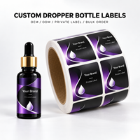 Étiquettes adhésives personnalisées en papier cosmétique, impression couleur, découpe, finition mate, étiquettes en rouleau pour flacons compte-gouttes