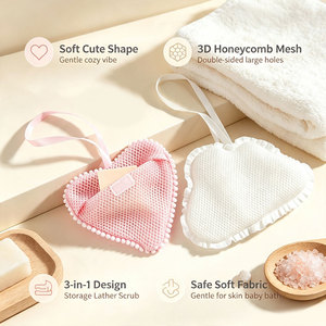 Sac à savon 3D en nylon maillé épaissi, forme nuage et cœur, avec fermeture sécurisée pour le bain – Vente chaude - Product Image 6