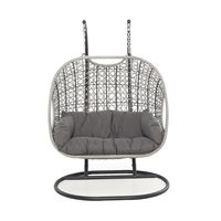 Fauteuil suspendu de patio, chaise balançoire œuf en osier pour balcon, chaise à bascule double en rotin pliable pour jardin avec coussin