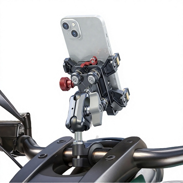 LanParte Shockproof 360 Degree Rotation Mechanical Design Motorcycle Mount Bike Mobile Phone Holder for 6.1-7.2 Inch Screens