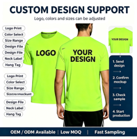 Pabrik OEM ODM Kaos Olahraga Pria Neon Hijau Cepat Kering Ringan untuk Lari dan Gym