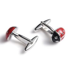 Mancuernillas de Camisa con Diseño Único de Escarabajo en Rojo y Negro, con Cuello Alto Pequeño - Product Image 1