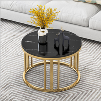 Ensemble de table basse rond en métal, style moderne, set de table basse de style luxueux