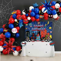 Kit Dekorasi Balon Spiderman, Lengkungan Balon, Stiker Kartu, Versi Glossy, Balon Mylar Tema Spider, Dekorasi Pesta