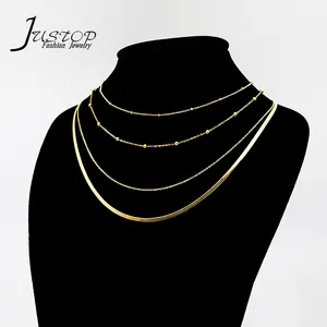 Cadena de lujo de acero inoxidable chapado en oro de 18K, cadena con cuentas de serpiente, collares con pechera