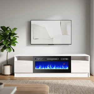 Chimenea Eléctrica Integrada con Llama LED <span class=keywords><strong>y</strong></span> Control Remoto <span class=keywords><strong>de</strong></span> 63'', Mueble para TV con Chimenea para el Hogar - Product Image 1