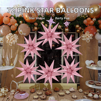 72 Ballons Étoiles Roses en Aluminium, Guirlandes d'Arche à Effet Éclatant à 12 Pointes, avec Pailles, pour Fêtes d'Anniversaire et Décorations de Fond