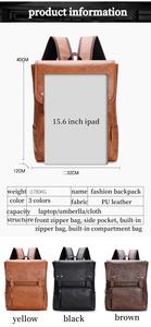 Sac à dos en cuir PU imperméable de haute qualité pour hommes Style Vintage Logo personnalisé fermeture à glissière antivol pour une utilisation été hiver - Product Image 4