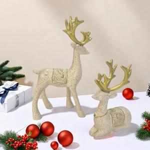 Escultura de Resina Epoxi Creativa con Diseño Abstracto de Pareja de Ciervos Navideños Chinos, Decoración para el Hogar, Librería, Porche, Regalo de Inauguración de Casa, Regalo Navideño - Product Image 2