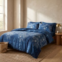 Ensemble de literie en microfibre indigo floral, 10 pièces, taille king, ensemble de housse de couette, textile de maison
