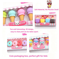 Ensemble de gommes à effacer mignonnes en forme de dessin animé pour étudiants, en forme de dessert, bonbons, crème glacée, gommes à effacer pour le bureau, cadeau