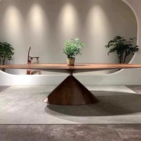 Meubles d'intérieur sur mesure Meubles de salle à manger Table à manger moderne Tout en bois de chêne massif Grand bureau plat minimal