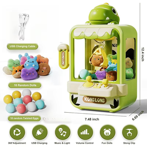 Jumon Dinosaur Claw <b>Machine</b> Toys Electronic <b>Arcade</b> Game Adjustable Catch Doll <b>Machine</b> Music <b>Mini</b> Vending Birthday Gift For Kids - Product Image 1