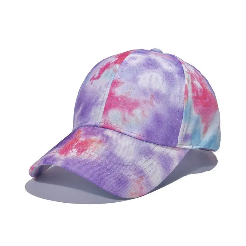 Bulk Unisex Tie-Dye Baseball Cap Cotton Fabric with Embroidered Logo Custom Sports Hats for Adults Common Pattern for Women