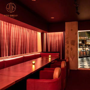 Ensemble de canapés en velours rouge commercial avec dessus de table en marbre pour restaurant et café, aménagement de sièges de salle à manger moderne - Product Image 5