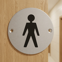Plaque de signalisation minimaliste pour toilettes masculines, indicateur de porte adhésif, résistant à l'eau, pour salle de bain, gravure personnalisée, design moderne, garantie 2 ans