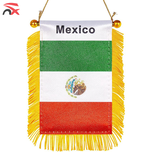 Vente en gros de drapeaux de <span class=keywords><strong>voiture</strong></span> suspendus en satin de différents pays, Mexique, Liban, drapeaux nationaux, fanions, bannières avec pompon - Product Image 5