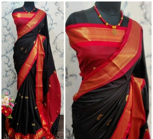 ชุดส่าหรีดีไซเนอร์ประดับเพชรและงานกอต้า พร้อมเสื้อคลุม - Product Image 2