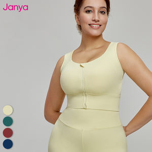 Logo kustom wanita Tank olahraga latihan luar ruangan sejuk ukuran besar atasan Yoga ritsleting bantalan tetap untuk dewasa berlari kurus - Product Image 1