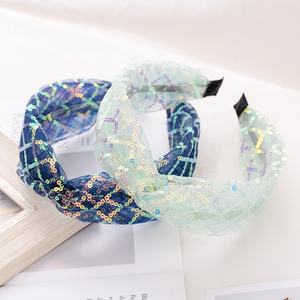 Bandeau mi-long à paillettes bronzant avec nœud en gaze, coiffe à paillettes, Simple, respirant, accessoire de mode pour cheveux - Product Image 2