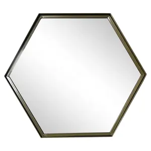 Dekorasi rumah Modern bingkai logam gantungan dinding cermin heksagonal