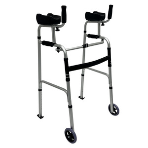 Déambulateur en alliage d'aluminium avec roues et accoudoirs réglables en hauteur pour le soutien à la réadaptation - Product Image 2