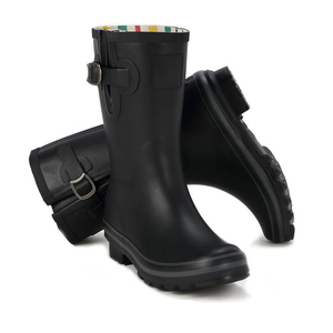Bottes d'eau noires antidérapantes pour femmes, chaussures à mi-tube en caoutchouc naturel, <span class=keywords><strong>de</strong></span> <span class=keywords><strong>pluie</strong></span>, pour adultes, à la mode - Product Image 4