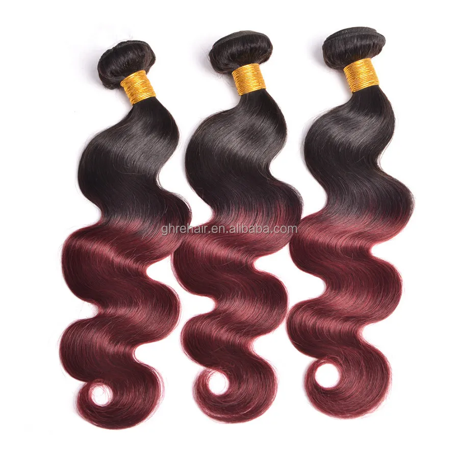 Ghrehair工場卸売T1B99Jストレートバージンブラジルの髪の束黒人女性のための織り