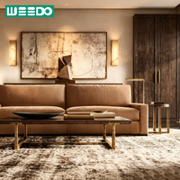 Nouveau design de canapé modulable d'intérieur, revêtement en cuir, meubles de salon, coussin en éponge durable, application multi-scènes