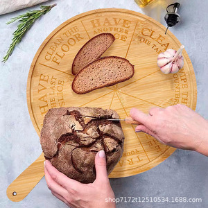Plateau rond en bambou pour pizza, plateau en bois avec poignée pour servir pizza, steak, pain, planche de cuisine multifonctionnelle - Product Image 4
