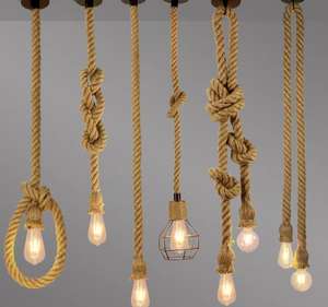 Lampada a Sospensione Boyid in Corda di Iuta Marrone di Lusso, Illuminazione LED Edison a Risparmio Energetico per Casa e Ufficio, E26/E27 - Product Image 5