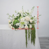 Arreglo floral artificial de seda en colores blanco y verde para decoración de fondo en bodas, fiestas y fotografías.
