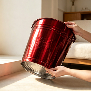 Ember Es Batu Logam Merah Tumpuk SS 410, Ember Air Stainless Steel untuk Pesta Pernikahan - Product Image 2