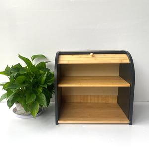 Bamboo Roll Top Bread Box 38x25x36cm <b>Storage</b> <b>Container</b> For <b>Kitchen</b> Use - Product Image 2