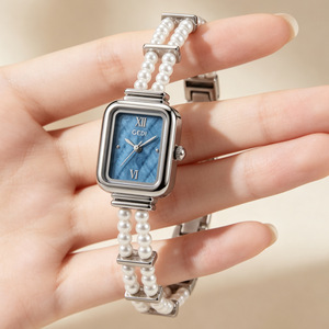 Nouvelle montre bracelet en perles pour femme, cadran en nacre, chiffres romains, double rangée de perles, style délicat, montre-bracelet à quartz - Product Image 3