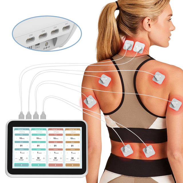 Advanced Physiotherapy TENS Machine with Touchscreen Mid Frequency Output Four Channels 36 Programs 50 Strength Levels and Timer