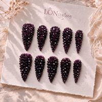 Ongles à presser en PMMA faits main, courbés, style français, à pointe longue, texture 3D, personnalisés, marque privée 3.0, couverture complète, 10 pièces