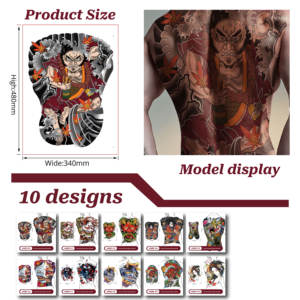 สติกเกอร์รอย<span class=keywords><strong>สัก</strong></span>ชั่วคราวแบบเต็มหลังปรับแต่งได้ศิลปะร่างกายปลอมที่สมจริงขนาดใหญ่สำหรับผู้ชายและผู้หญิงใช้งานและถอดออกได้ง่าย - Product Image 4