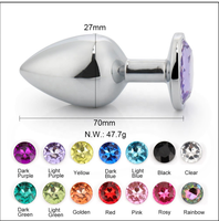 Plug anal long en alliage d'aluminium personnalisé, étanche, avec design en pierre précieuse violette en forme de diamant, pour le plaisir intime des adultes