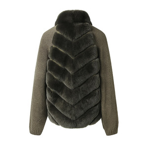 Nuovo Arrivo Invernale Cappotto in Pelliccia di <span class=keywords><strong>Coniglio</strong></span> Rex Morbido e Caldo con Collo Alto in Vera Pelliccia - Product Image 3