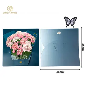 Biglietto di ringraziamento decorativo personalizzato 3D Flower Pop Up Peony Bouquet Card