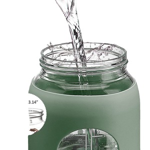 Gobelet en verre avec échelle de temps, paille, manchon en silicone, anti-fuite, idéal pour les voyages, cadeau - Product Image 3