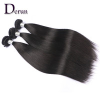 Rambut Derun 100% Kutikula Tertata Rapi Virgin Remy India Hitam Alami Lurus Halus Double Drawn Weft Weaving Bundles Berkualitas Tinggi